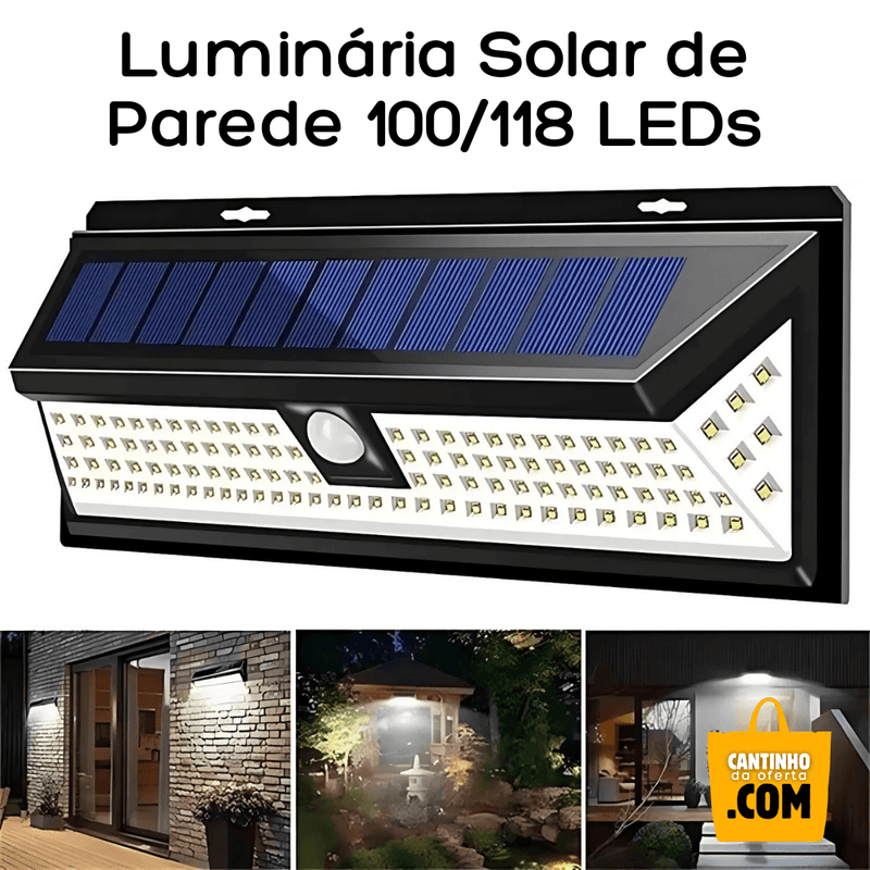 Luminária Solar de Parede 100/118 LEDs