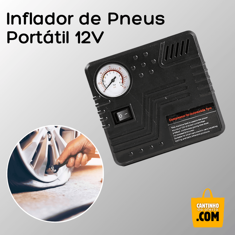 Inflador de Pneus Portátil 12V