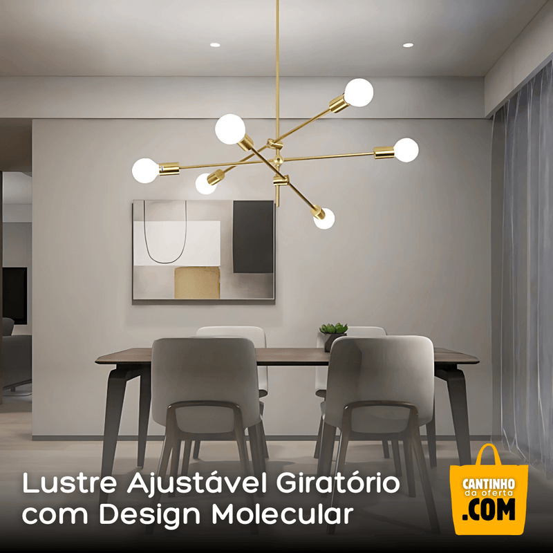 Lustre Ajustável Giratório com Design Molecular