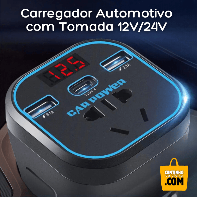 Carregador Automotivo com Tomada 12V/24V