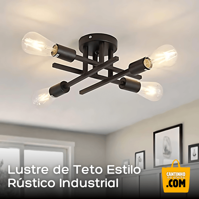 Lustre de Teto Estilo Rústico Industrial