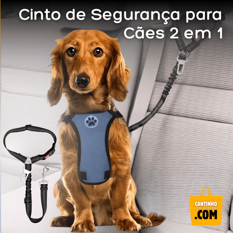 Cinto de Segurança para Cães 2 em 1