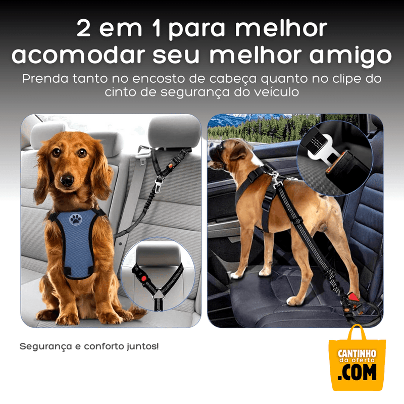 Cinto de Segurança para Cães 2 em 1