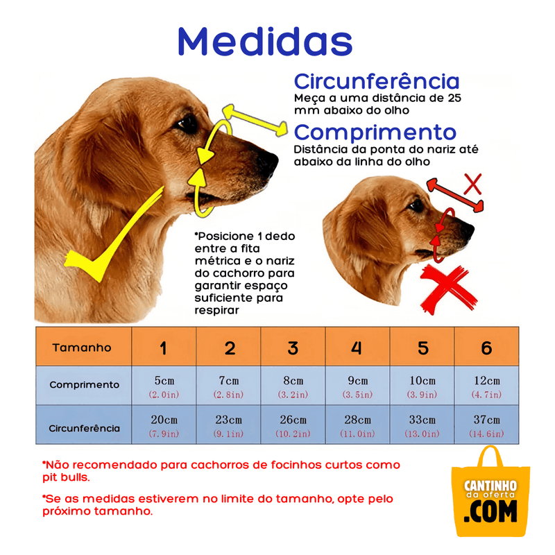 Focinheira Respirável para Cães